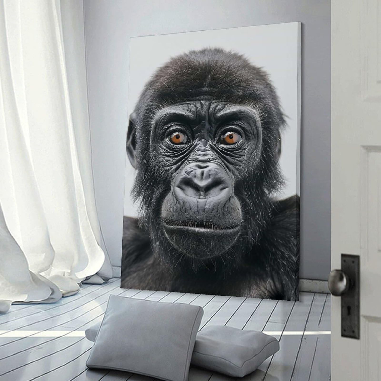 Junmoney Gorilla Face Canvas Wall Decor 08x12inch(20x30cm), for Calm Bedrooms, Home Corners Or Flats, An Easy Wall Refresh for Bedrooms