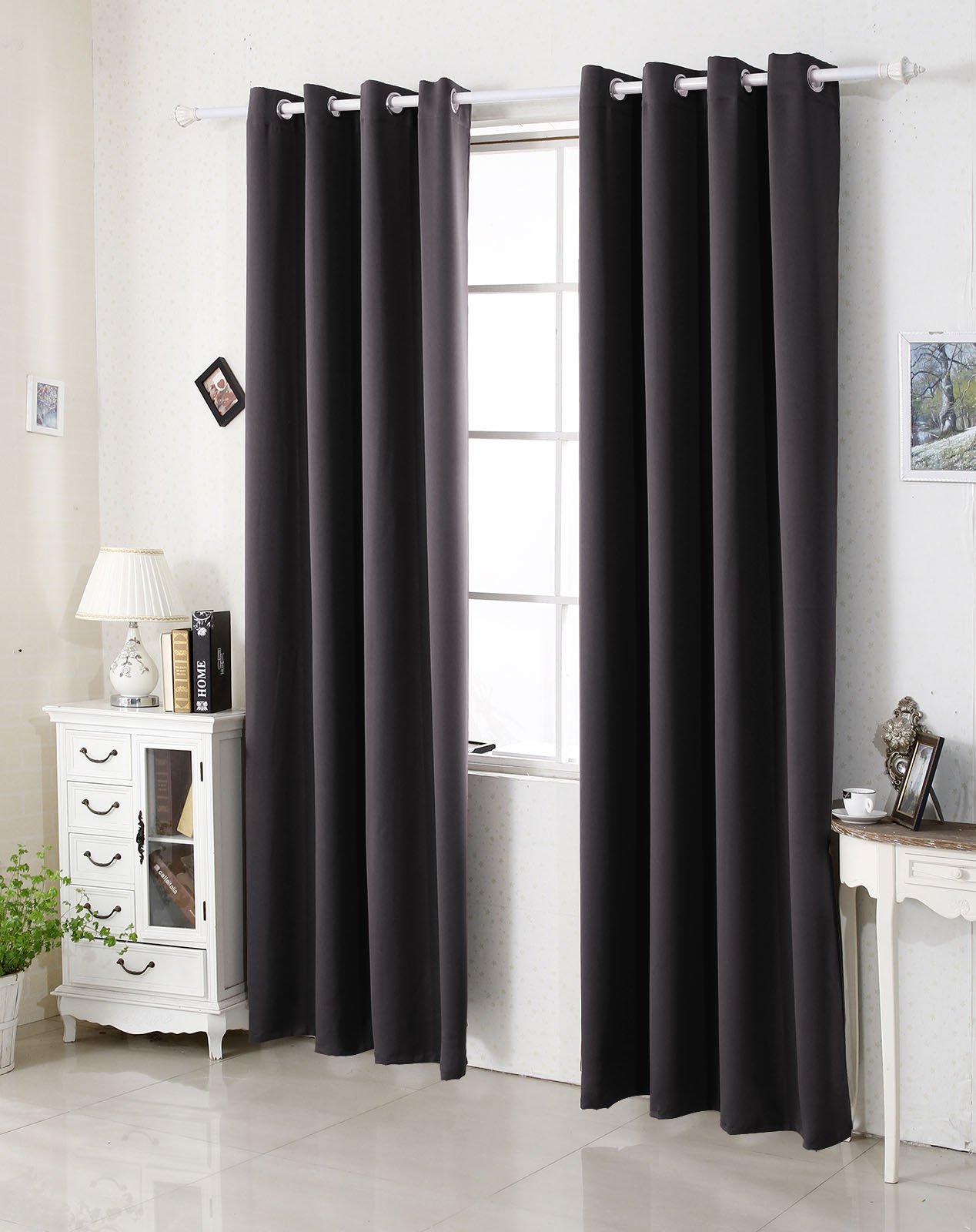 WOLTU Lot de 2 Rideaux Occultant avec Œillets, 135x225cm, Anthracite | Isolation thermique, Protection lumière, Réduction du bruit, Salon et chambre, Dimensions variées, Pose facile