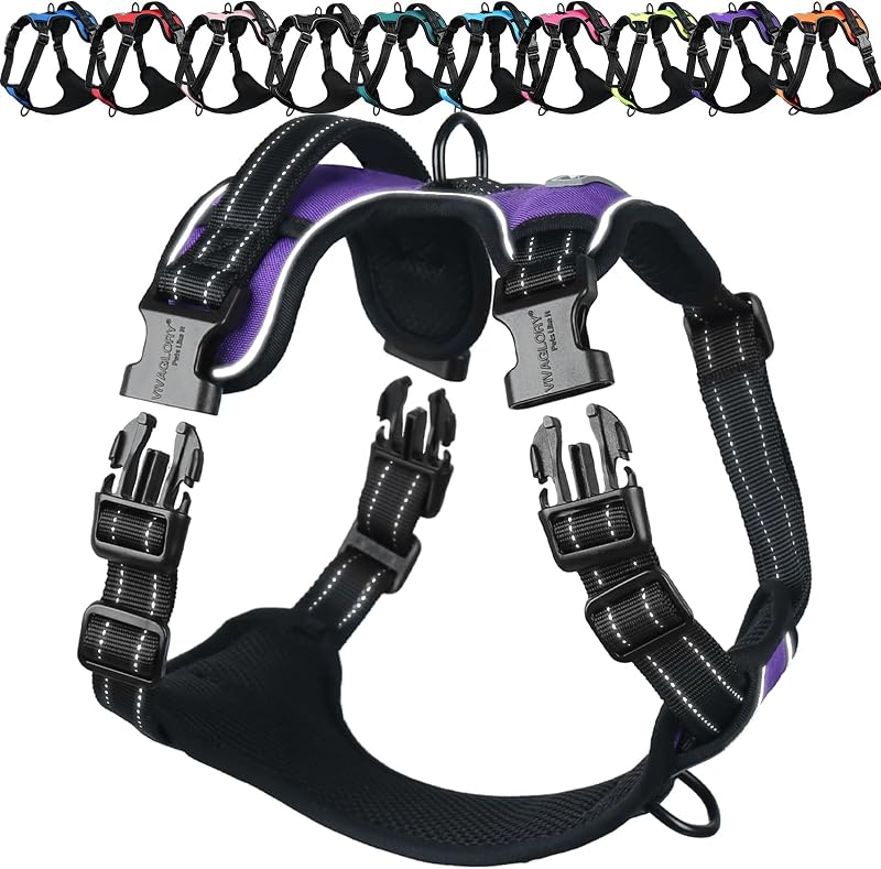 Peitoral Tipo Cabresto para Cães VIVAGLORY No Pull com Alça de Controle, M, Roxo