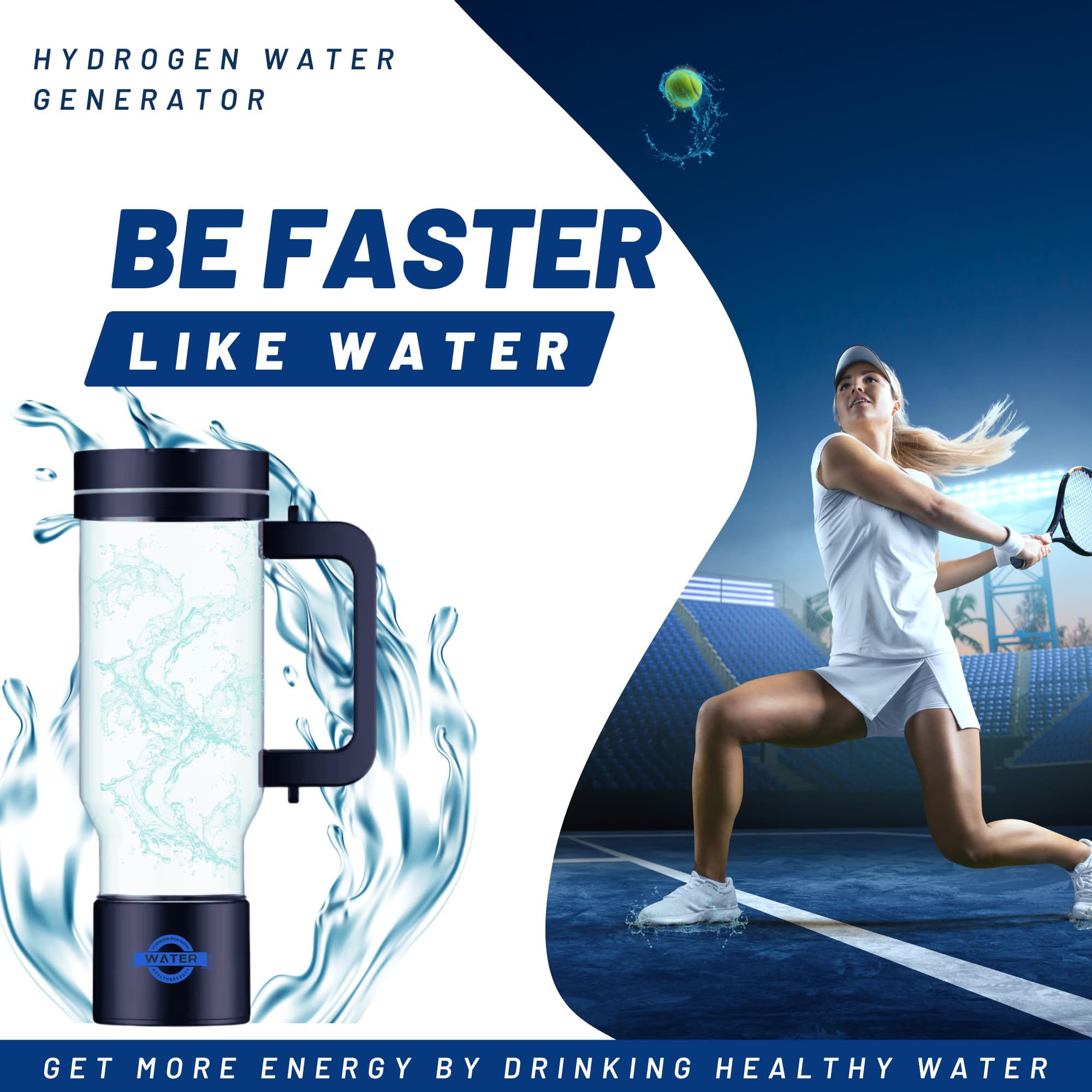 BGERA 2024 New Hydrogen Water Bottle Generator Portable Hydrogen Water Bottle 1000ML, 5 Minute Rapid Electrolysis of Household.