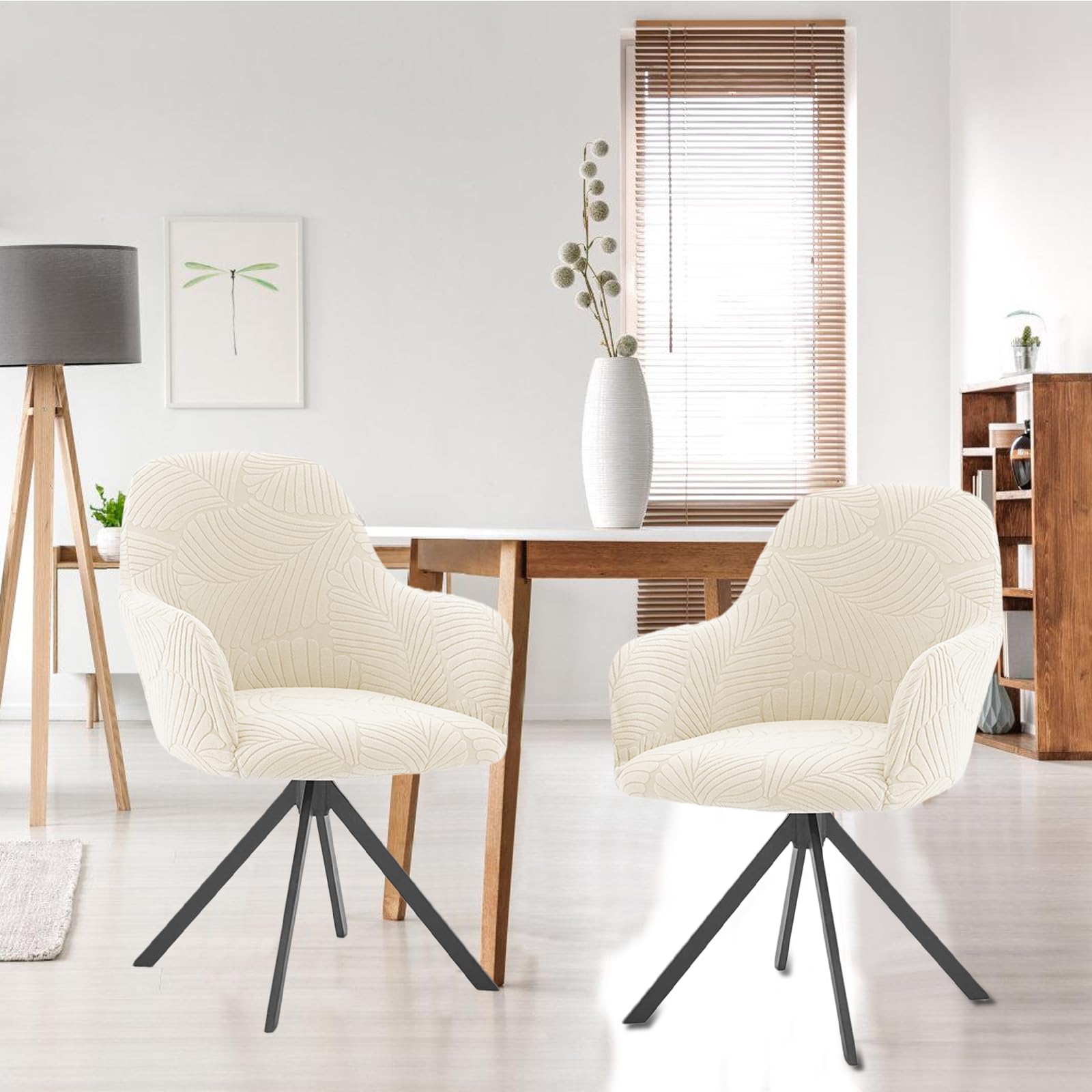GOMETY Set di 2 coprisedia elasticizzati con bracciolo, coprisedia rimovibile, lavabile, universale, jacquard, per sedie da pranzo, sedie da cucina, sedie da ufficio, matrimonio, ristorante