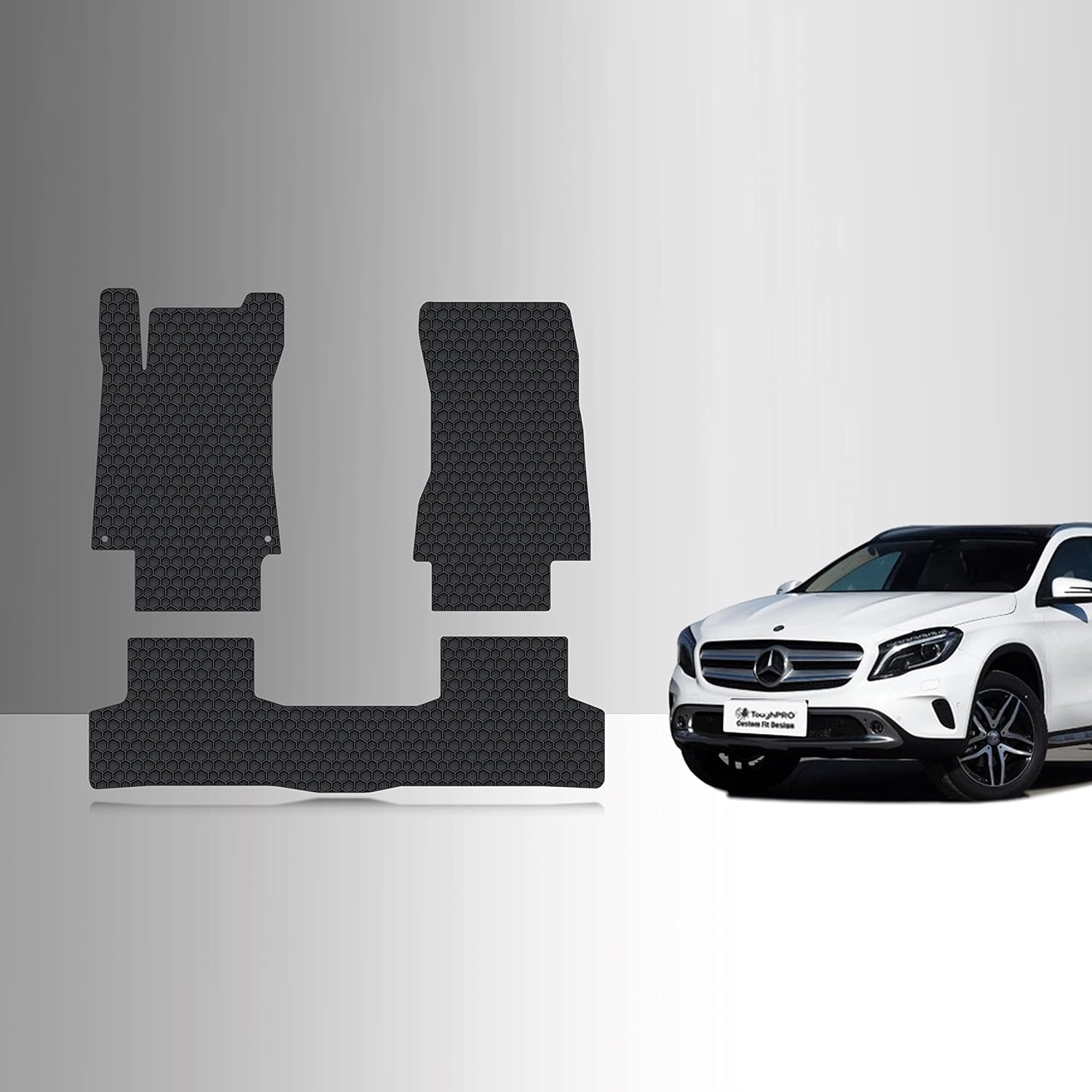 TOUGHPRO Floor Mats Accessories Set (Front Row + 2nd Row) for Mercedes Benz GLA250 All Weather Heavy Duty (Made in USA) Black Rubber 2021 2022 2023 2024 2025 2026