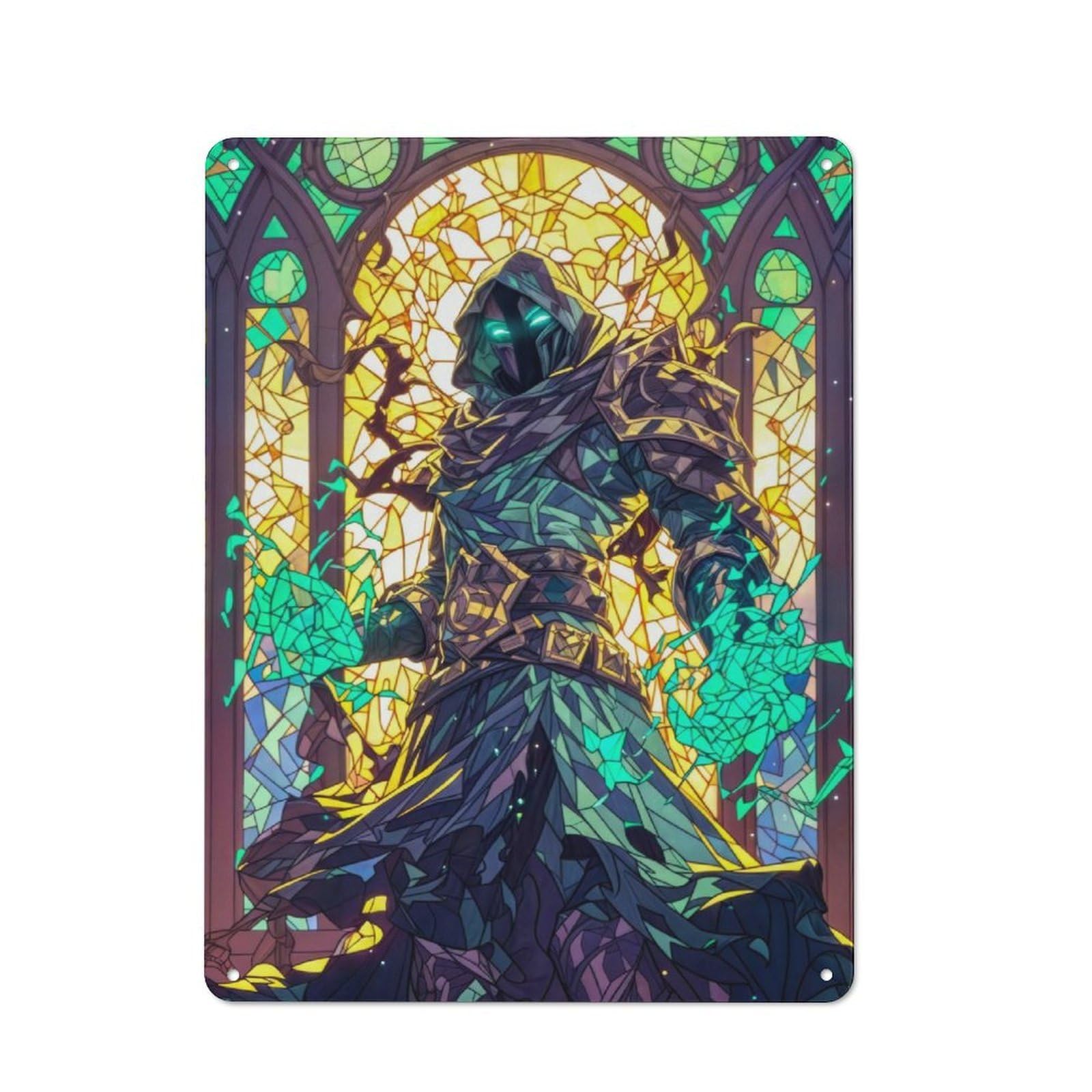 Junmoney Emerald Arcane Mage For Garden Room Or Summerhouse, Rustic Tin Sign 40X30cm, Wall Decor For Garden Rooms And Summerhouses