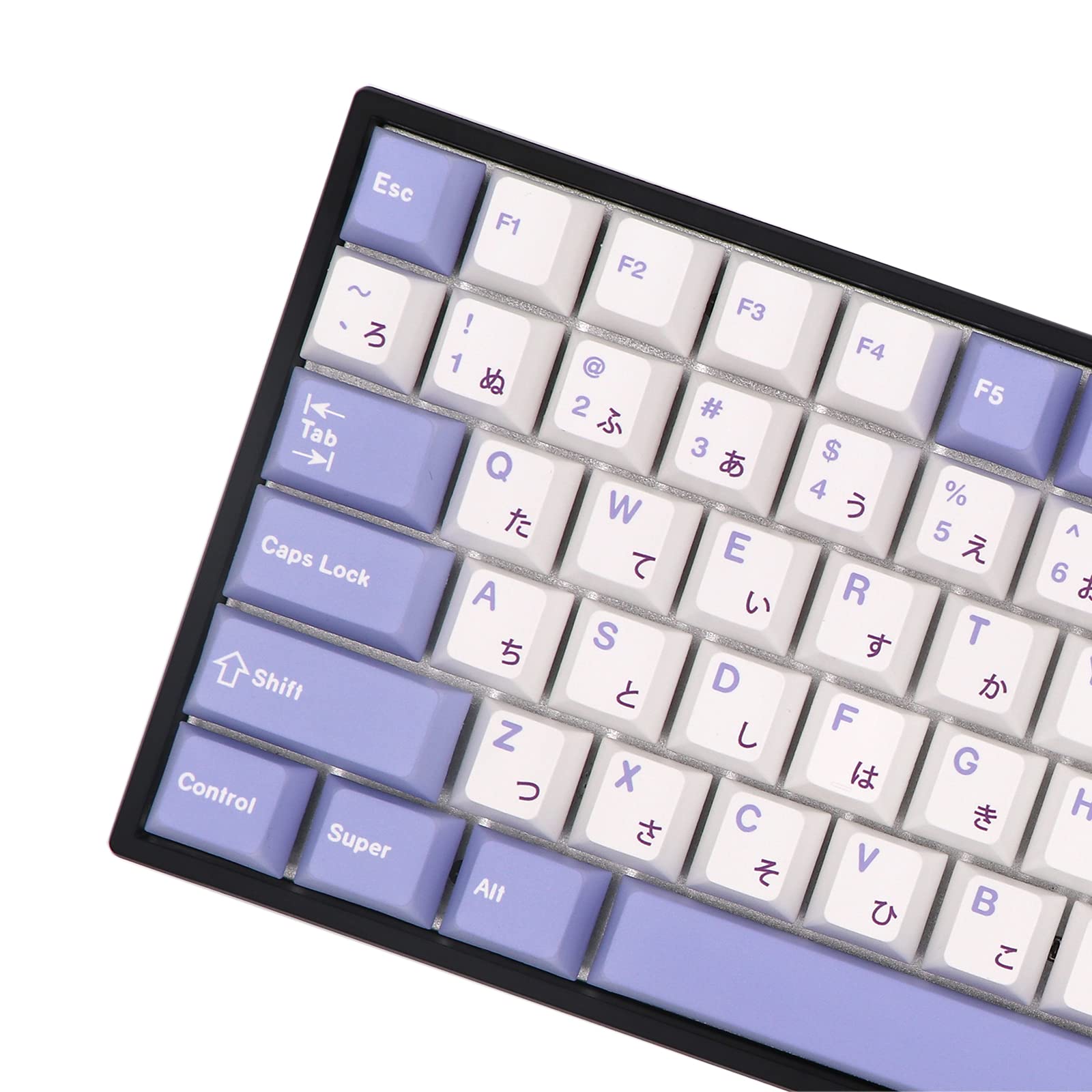 BGKYPRO Rabbit Theme Keycaps-Thermal Sublimation PBT Keycap Set,Japanese Radical, for Mechanical Keyboards, Full 135 Key Set, Cherry Profile, English (US) Layout-Purple White