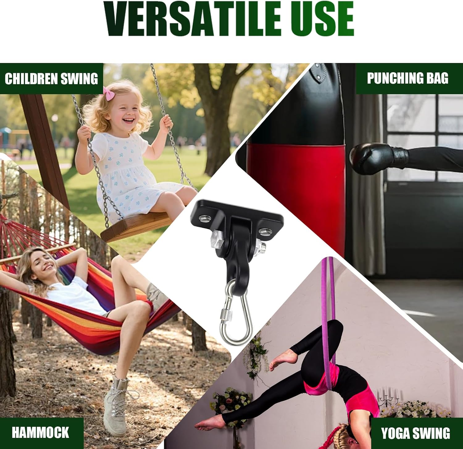 Playground Swing Hangers - Heavy Duty Metal Swing Hooks, Weather-Resistant Outdoor Hanging Hardware for Swing Sets, Trees, Porches, 2 Pack - Image 6