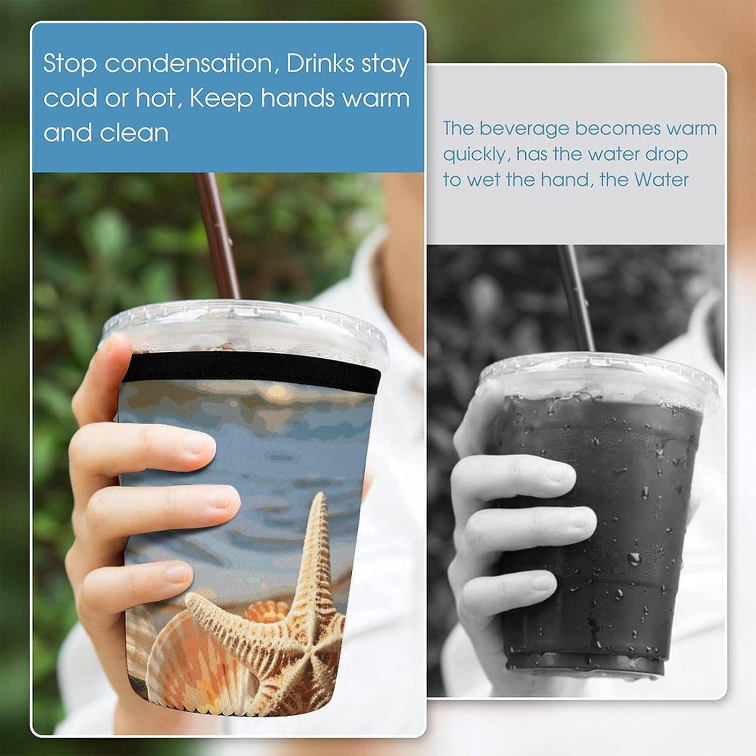 3 Pack Neoprene Cup Sleeves, Stretchy Reusable Drink Cup Cover Universal