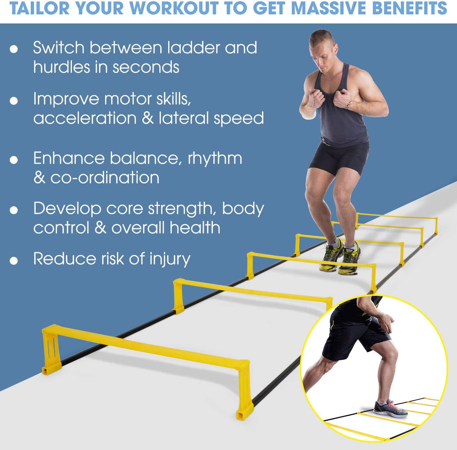 Yes4All Upgrade Agility Ladder - Speed Agility Elevation Ladder Training with Multi-Choice 6 & 12 Rungs Included Carrying Bag