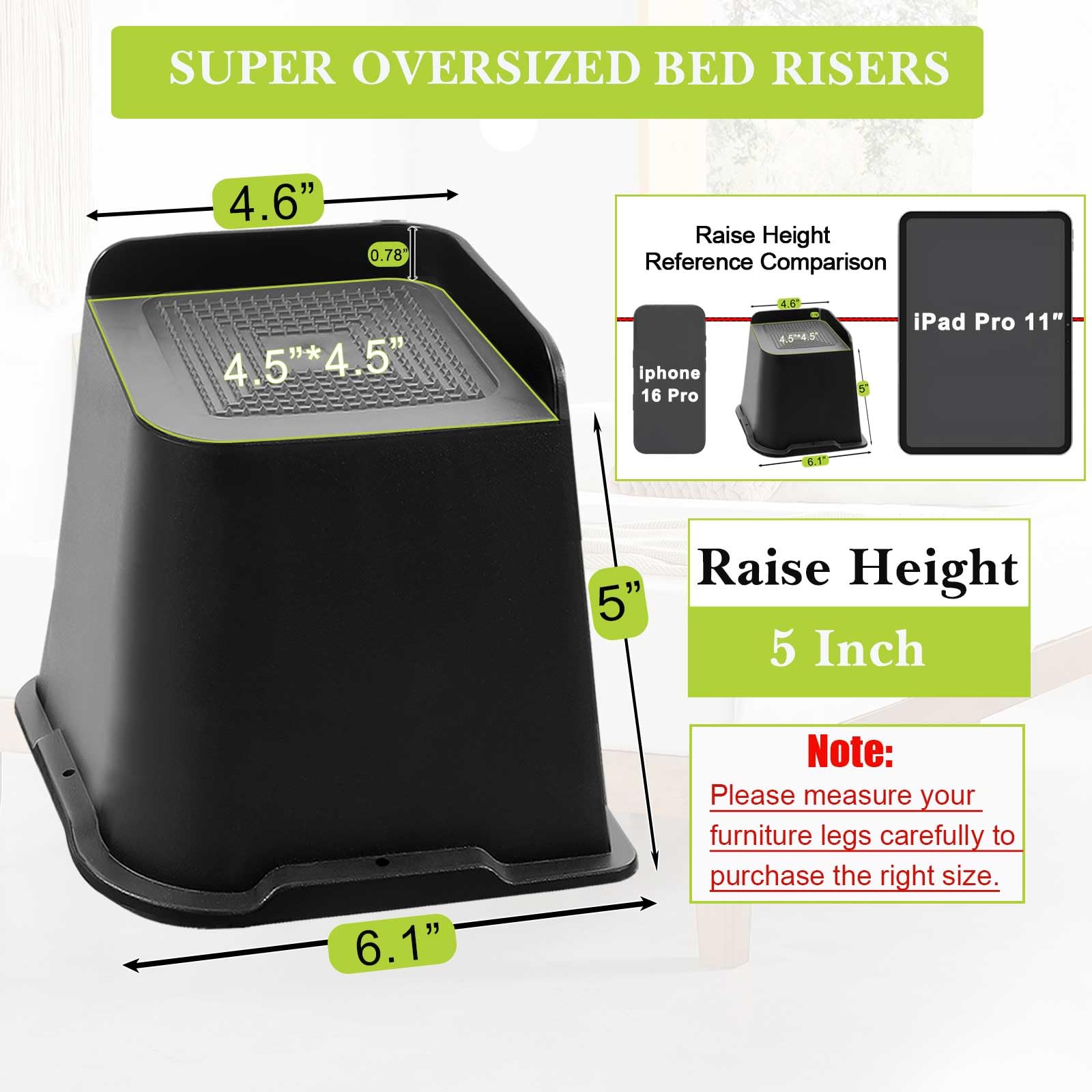 Betterhöhungen Aus Kunststoff – Stapelbar, Verstellbar (2,5–10,2 Cm), Rutschfest, Für Möbel Wie Bett, Couch, Tisch