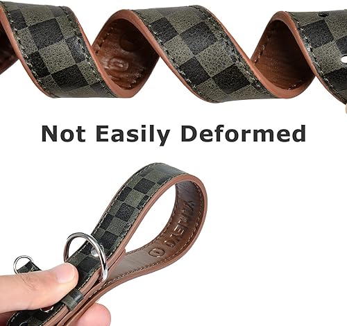 Miniatura 7 de Collar de perro para perros pequeños, medianos y grandes, collares para mascotas, hembras y niños, collar de piel sintética con estampado a cuadros,