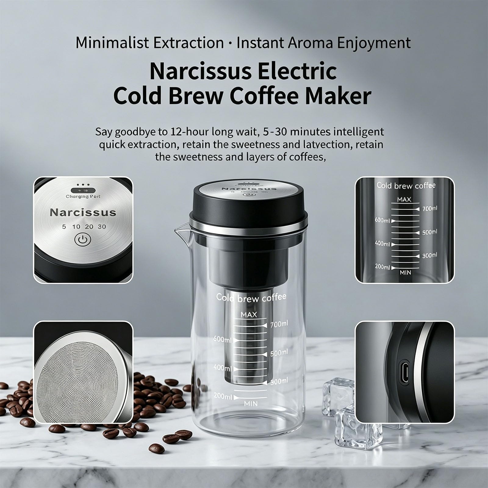 Macchina da caffè freddo 800ml per casa o ufficio