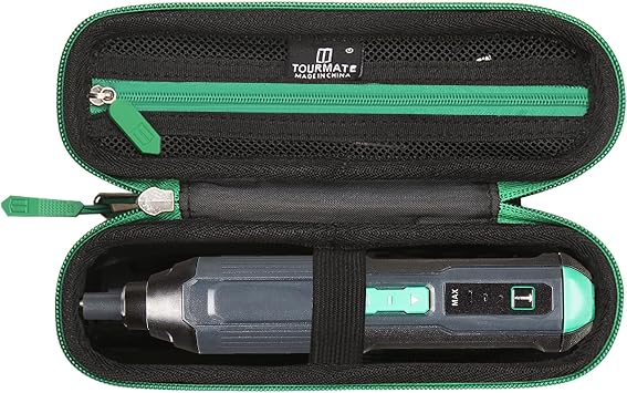 Tourmate Hard Storage Case for Basics by SKIL 4V/Fanttik S1 Capsule/Deluxe 3.7V Cordless Stick Screwdriver,Travel Case for HOTO/WORX/DuroFort/SUFICY/AMAZING FLOWER BrandsOnly BoxBlack & Green