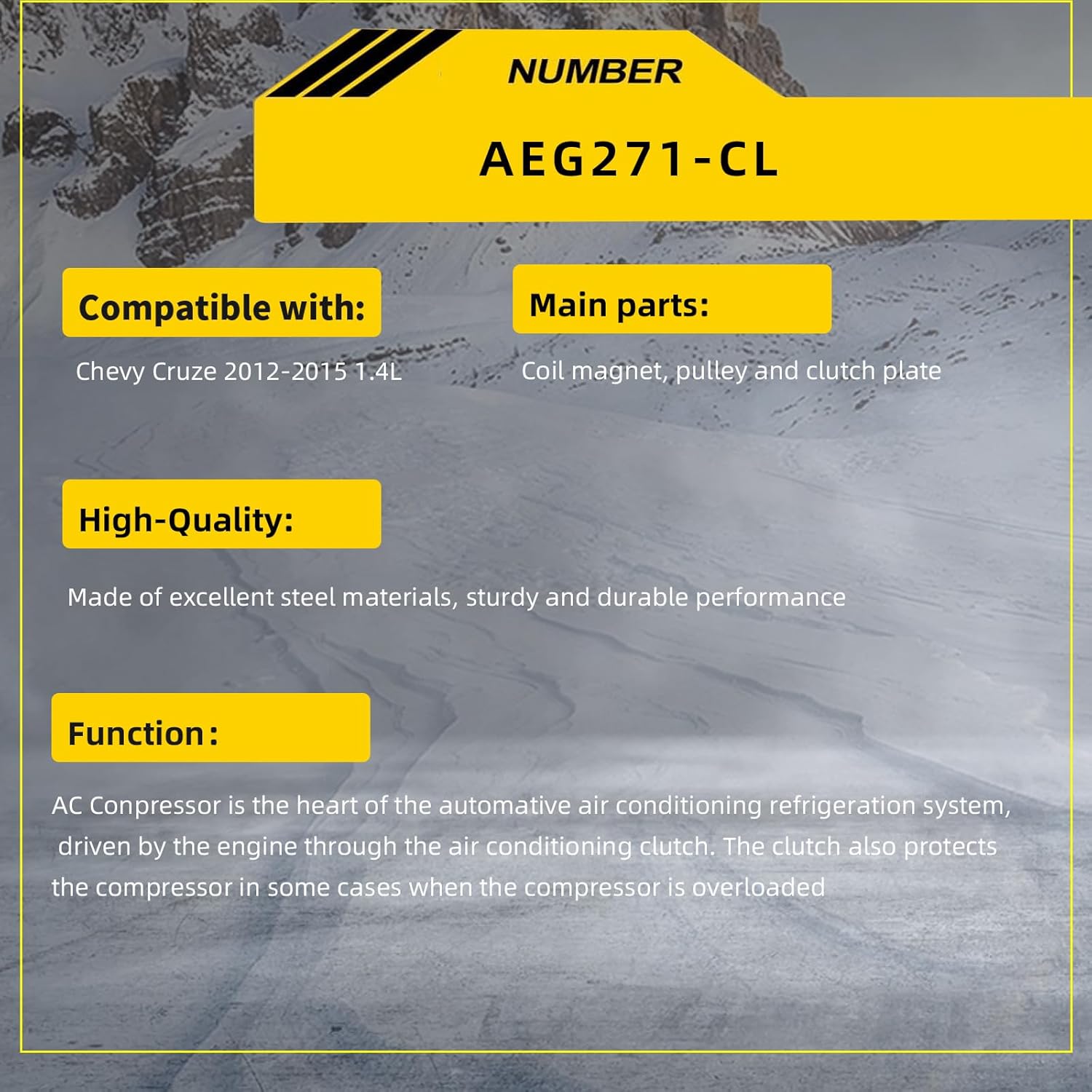 AEG271-CL A/C Compressor Clutch Compitable with Chevy Cruze 2012-2015 1.4L