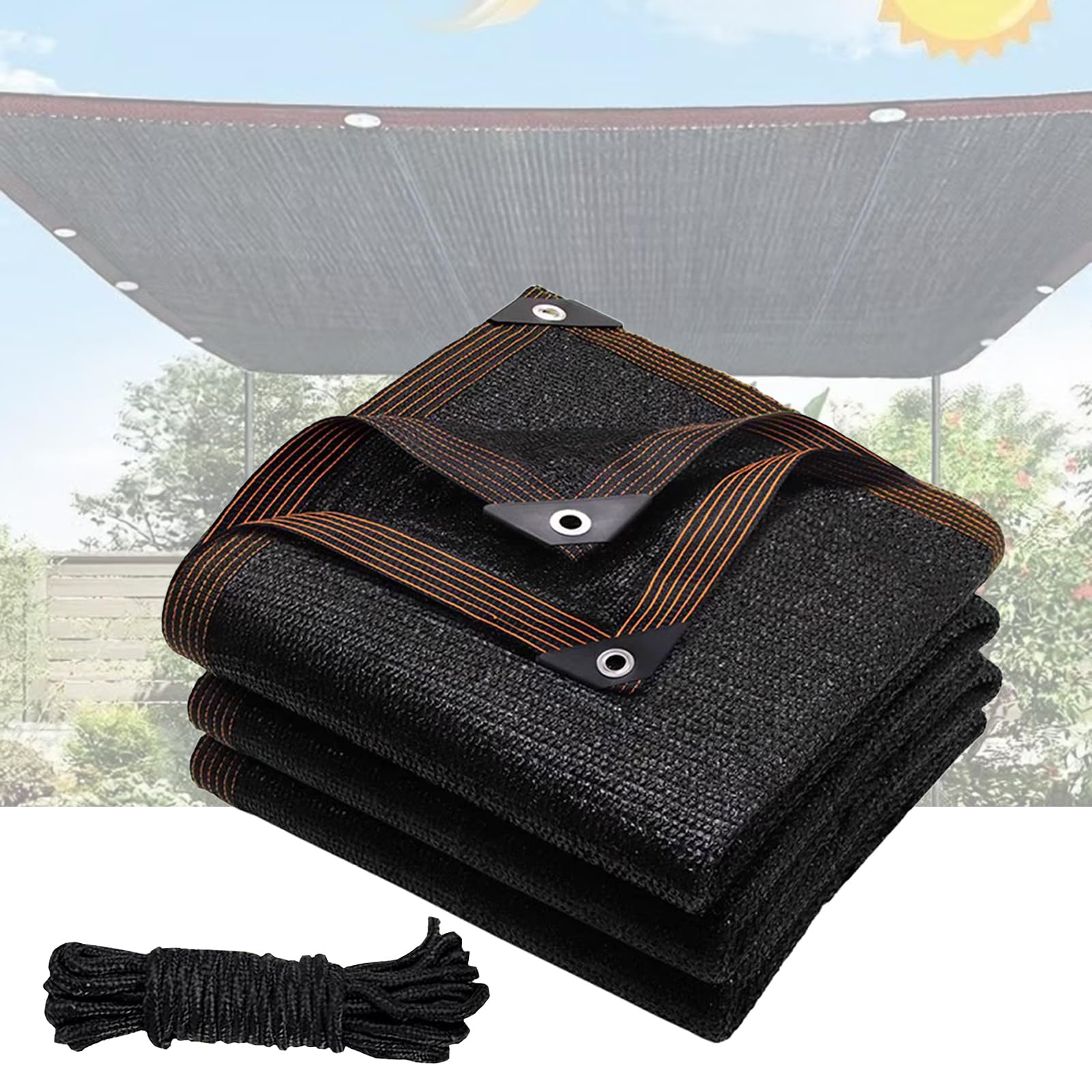 Photo 1 of Shade Cloth, 90% Shading Rate Sun Shade sail Durable mesh tarp,Plant Cover Abrasion-Resistant Sunshade, Shade Cloth for Garden,pergola Cover,greenhouses, Patio net (Black, 1.5 * 3M/5 * 10FT)