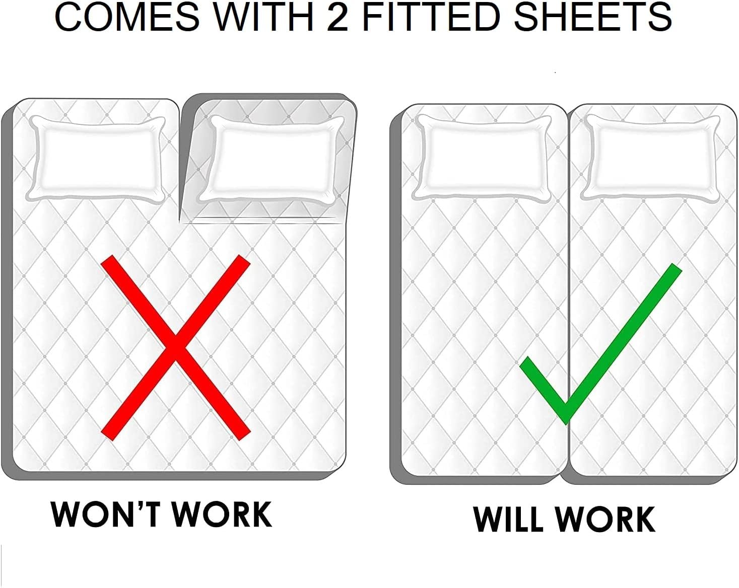 Split King Fitted Sheet for Adjustable Bed, 2-Pack Twin XL Fitted Bottom Sheets Only, 400 Thread Count 100% Cotton Fitted Sheet Taupe, Split King Fitted Sheet Fit Upto 16" Deep Mattress