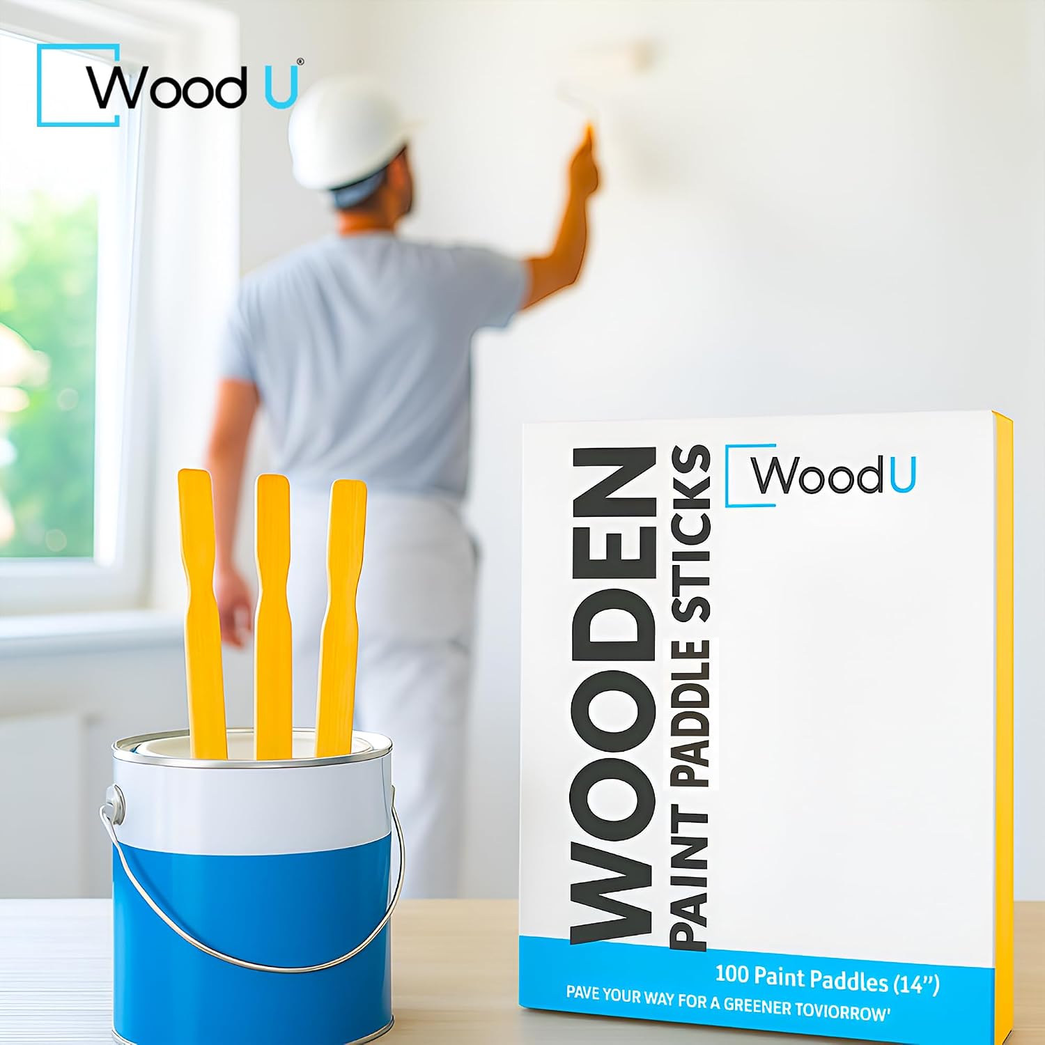 Wooden Jumbo Craft Sticks 14" 100 Pcs - Paint Stir Sticks for DIY Crafts, Craft Paint and Unique Crafts
