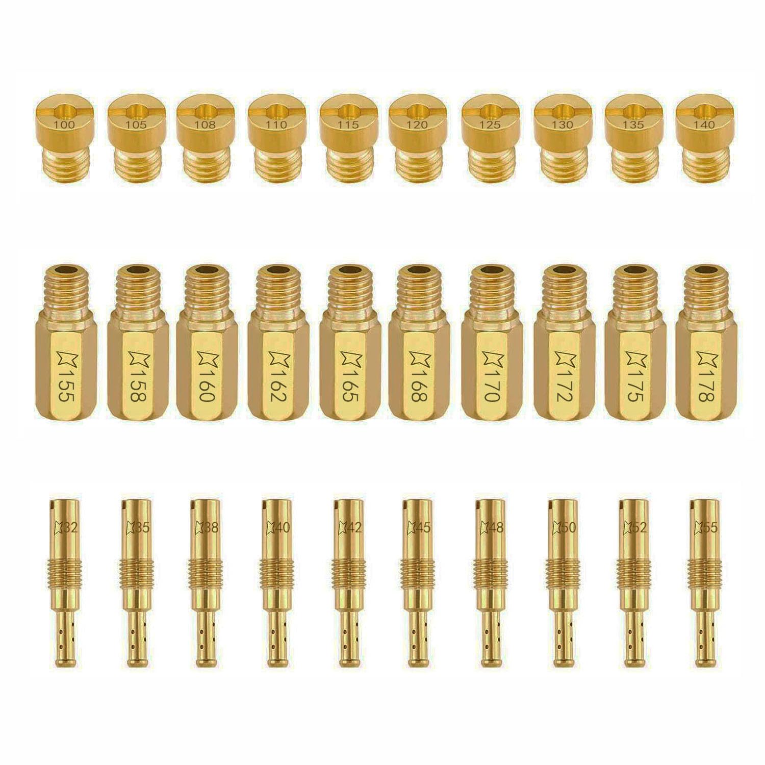 30 Pezzi Kit per carburatore, con 10 getti a pilota lento #32-55 e 20 getti principali carburatore M5/M6#100-178, getti carburatore Keihin PE PWK CVK OKO KOSO