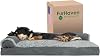 Furhaven Pillow Dog Bed for Medium/Small Dogs w/ Removable Bolsters & Washable Cover - Two-Tone Plush Faux Fur & Suede L Shaped Chaise - Dark Sage, Medium