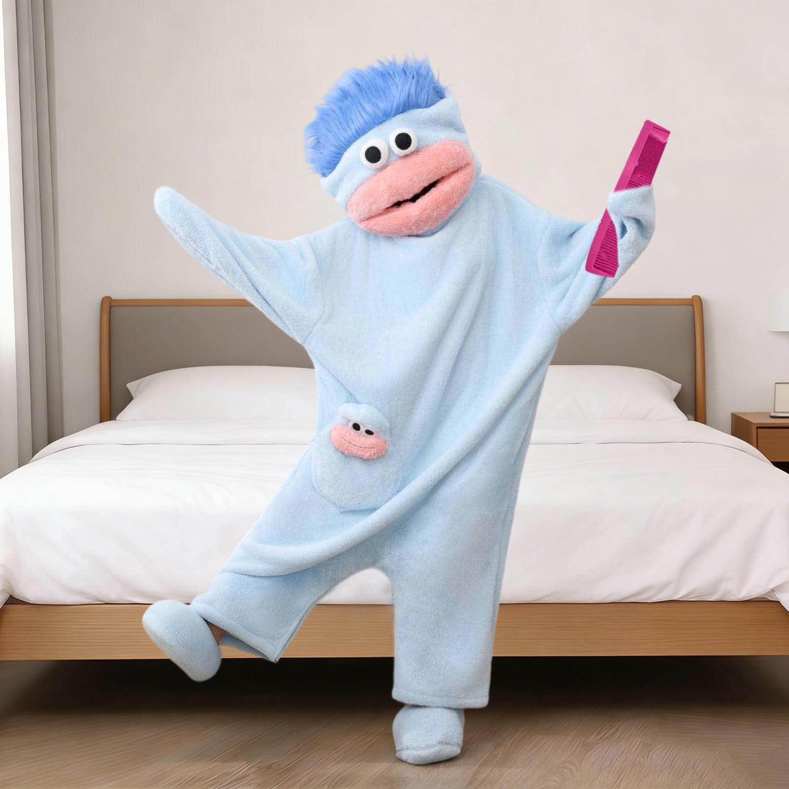 Mono Tonto, Divertido Pijama Verde De Monstruo De Boca Grande, De Monstruo De Felpa Suave Y Acogedora