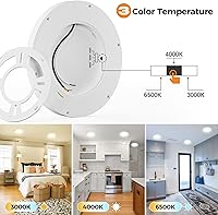 Vista 3 de Lámparas de techo de montaje empotrado, 3000K-4000K-6500K y 100W equivalentes a luces LED planas para techo de habitación, luces de techo redondas