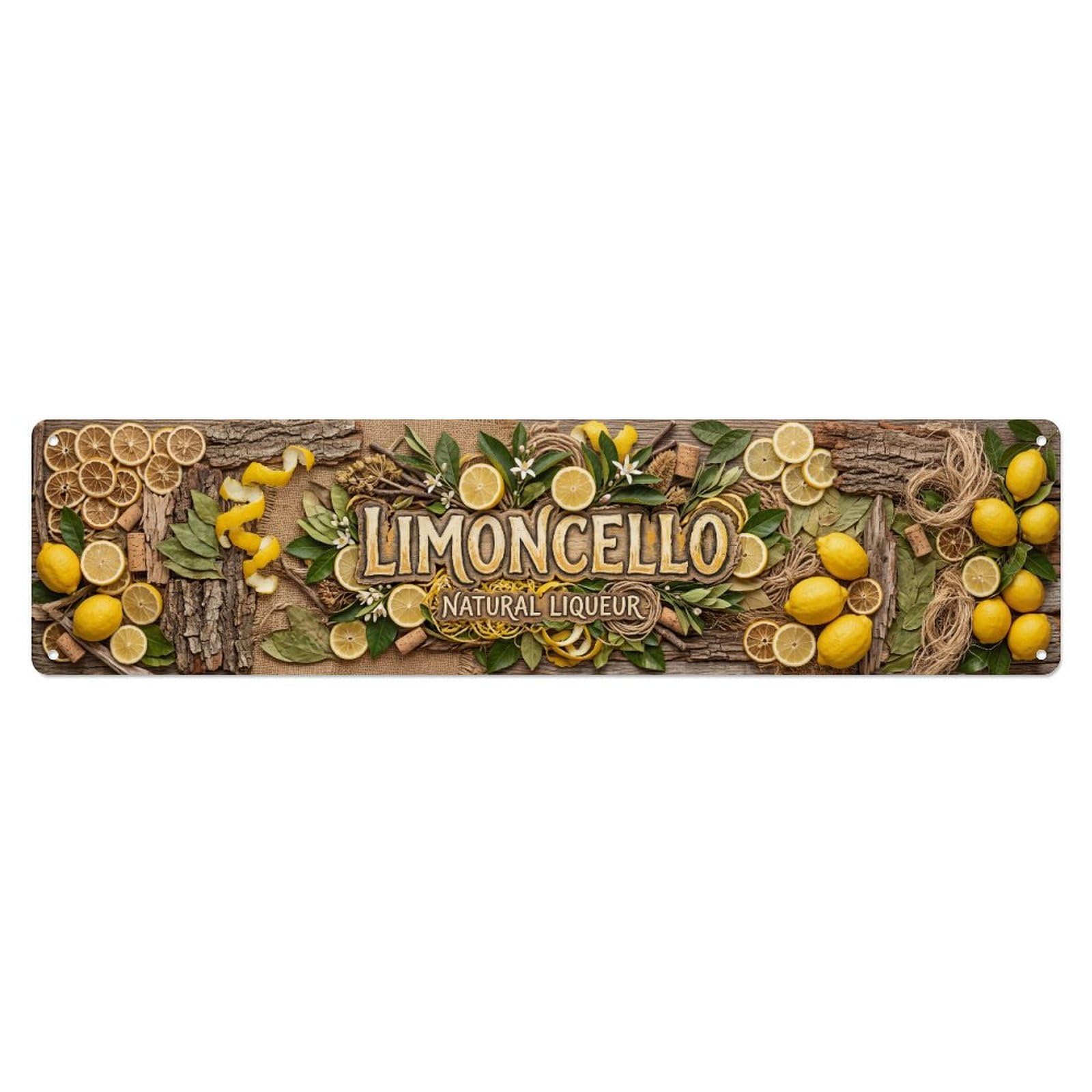 Limoncello Natural Citrus Liqueur Metal Tin Skinny Sign Plaque Wall Decor for Cafe, Club Bar, Office, Home Garden Metal Poster 4x16Inch
