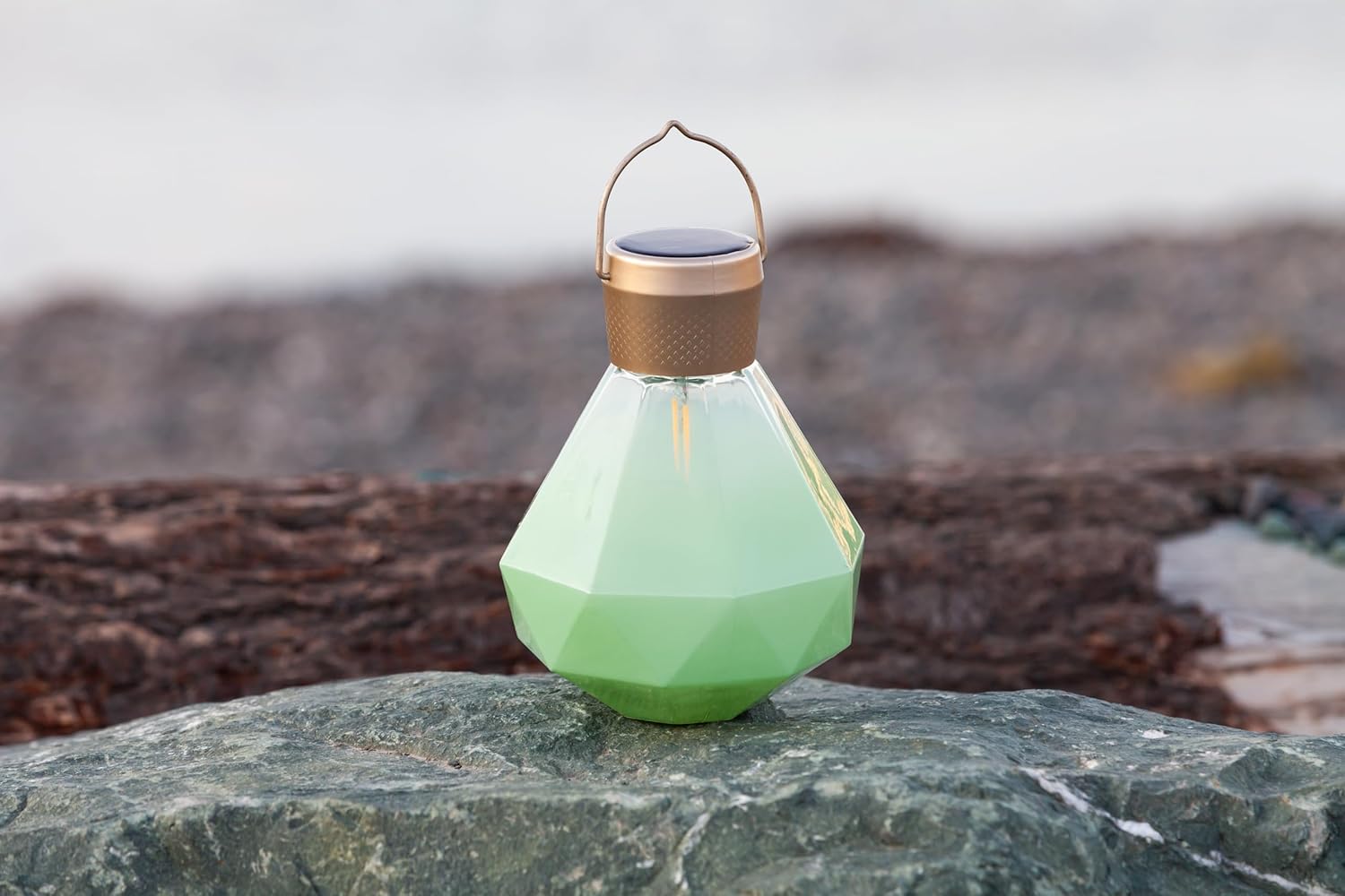 Allsop Gem Light - Outdoor Solar LED Latern - Hand Blown Glass - Waterproof with Easy Hang Frame (Jade)