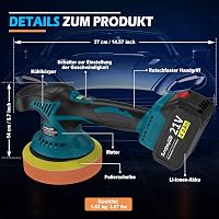 SundpeyPRO 21V akkus polír gép 8 fokozatú 6000 ford perc 2x4000 mAh autó fényezés polírozás viaszolás karceltávolítás kék-fekete 4