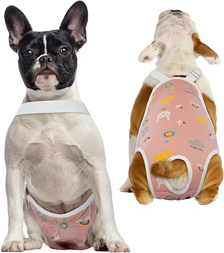 Miniatura 7 de QBLEEV Pañales para perras, bragas sanitarias lavables con tirantes ajustables, bragas reutilizables para perrito, ropa interior para mascotas