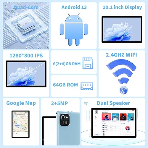 Miniatura 2 de JUNINKE Nueva tableta Android 11.0 2023, tableta Android de 10 pulgadas, 3+64GB, tabletas de cuatro núcleos, pantalla táctil IPS HD, rendimiento
