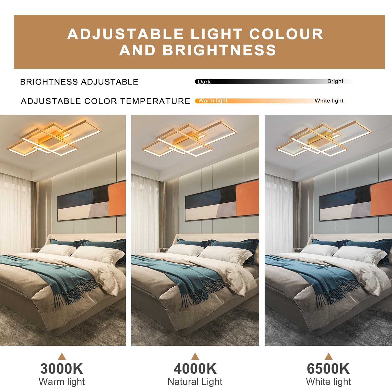 JIINOO Plafondlamp Dimbare LED Kroonluchter met Afstandsbediening