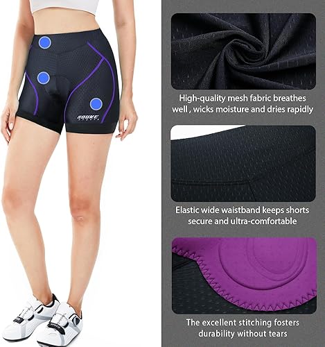 Miniatura 6 de Eco-daily - Pantalones cortos de ciclismo para mujer, con acolchado en 3D, ropa para ciclismo (púrpura - M)