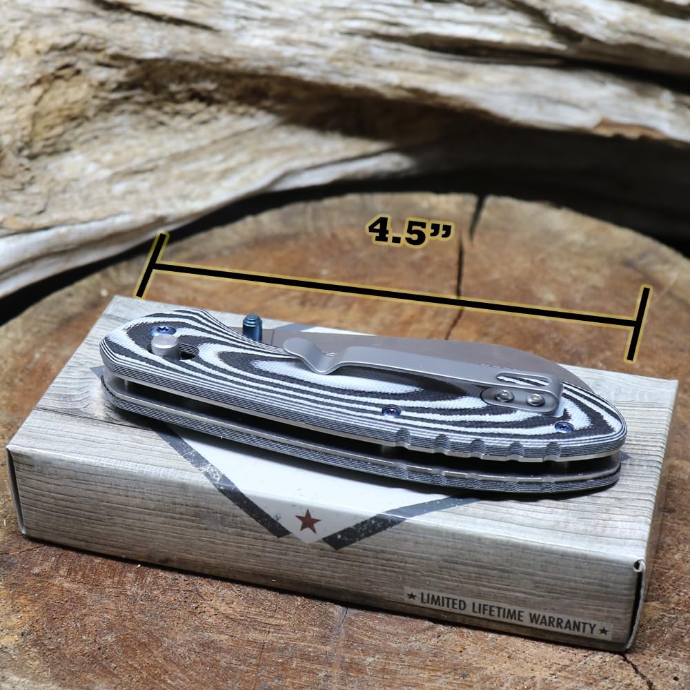 WHISKEY BENT HAT CO. Catch Pin Lock Folding Pocket Knife w/Clip 3.45" Hawksbill Blade Thumbstud Opening 4.5" Closed Length 440C Stainless Steel Blade (Night Hawk, 4.5" Closed Length)