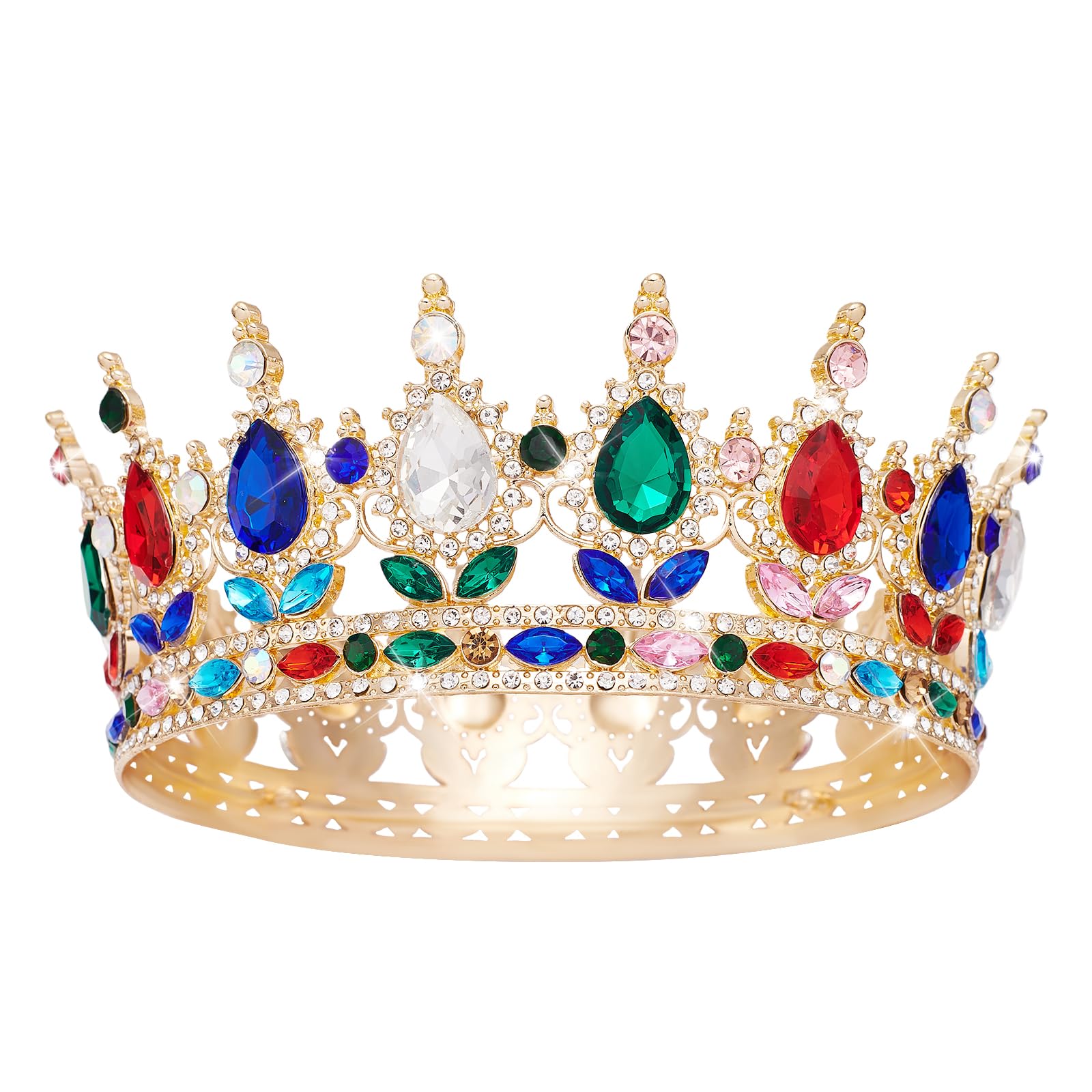 YOUlDIANZI クイーンクラウン ラインストーン ウェディング クラウンとティアラ女性用 コスチューム パーティー ヘアアクセサリー プリンセス 誕生日 クラウン クリスタル ブライダル クラウン