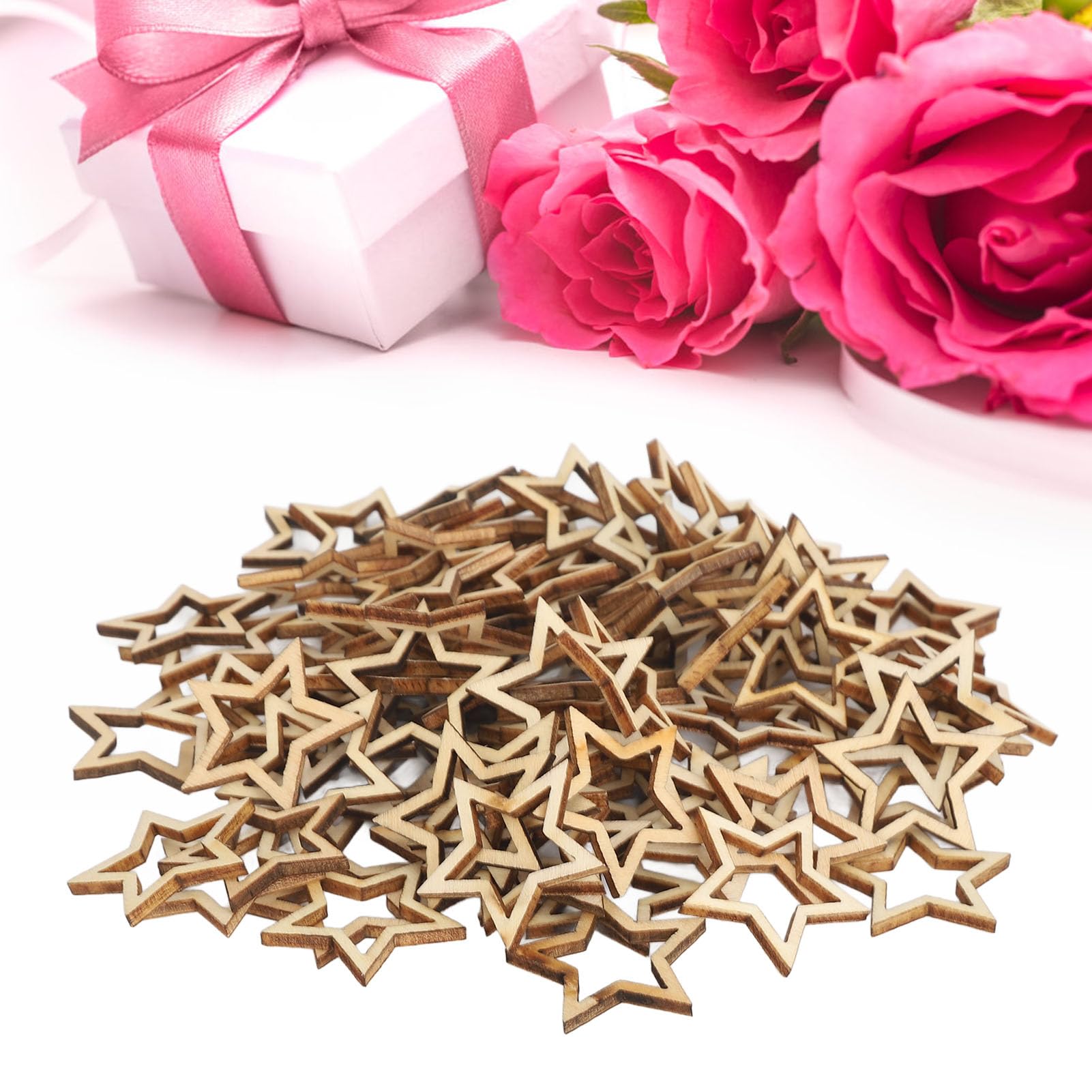 100 étoiles Creuses En Bois – Découpes Laser Tailles Mixtes Pour DIY Et Embellissements