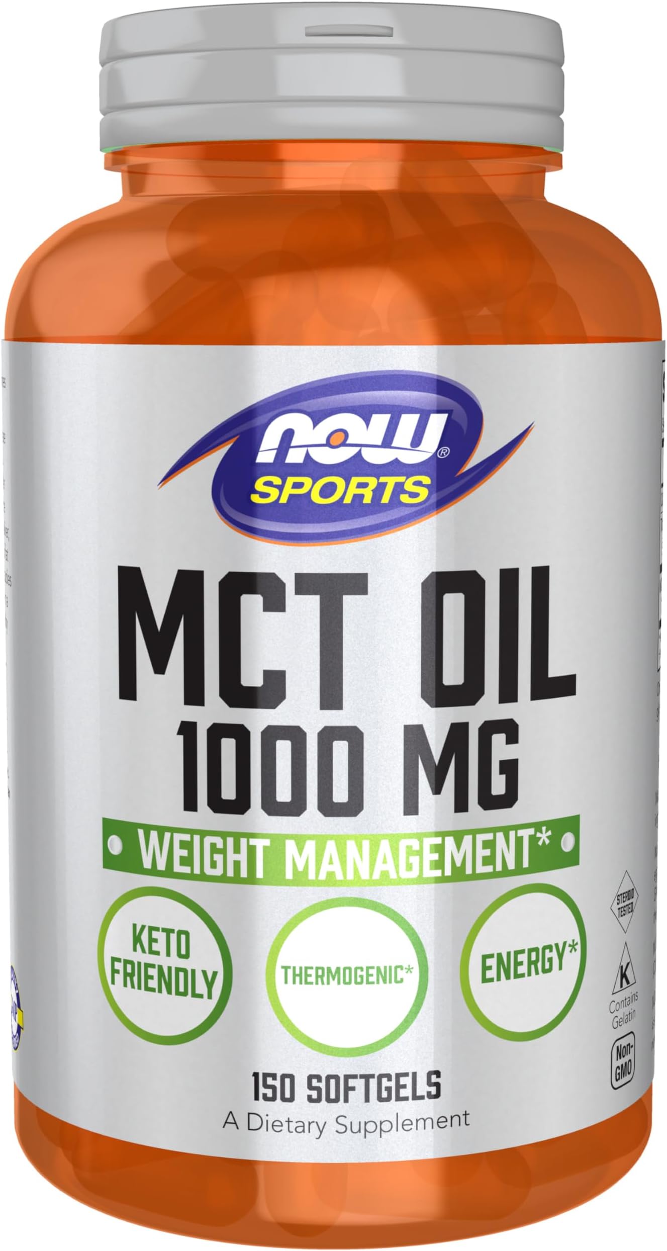 Now Foods MCT Oil 1000mg (Weight Management, Halal, Keto Friendly, Kosher, Egg Free) - 150 Softgels