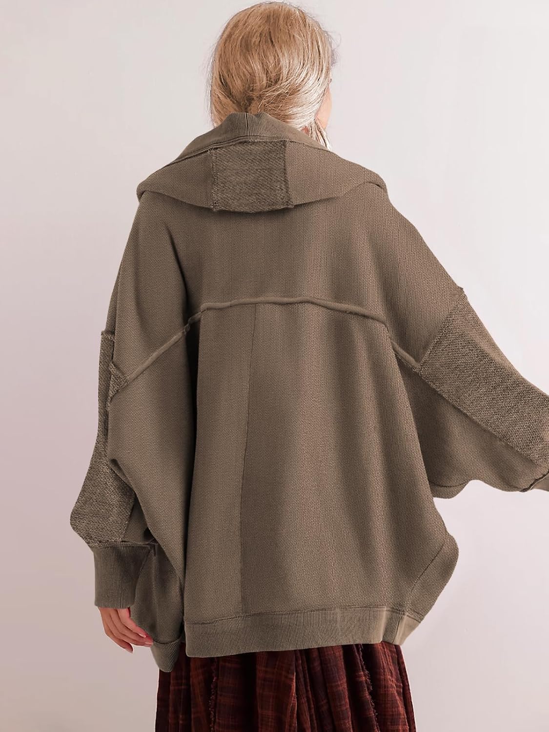 Women' s Drop Shoulder Sweatshirt Fall Clothes Oversized Shrug Long Cardigan Coat Active Loose Casual Outwear - Image 4