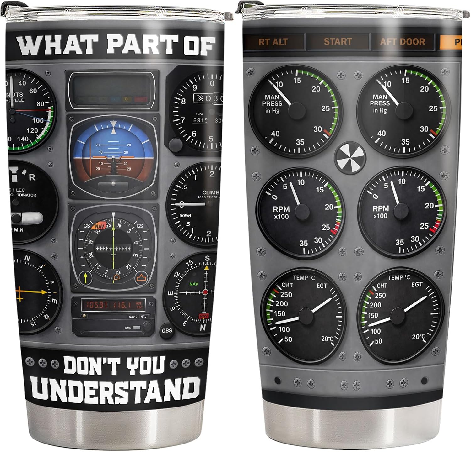 34HD Pilot Aviation Aircraft Gauge 20 oz Tumbler, Unique Gift