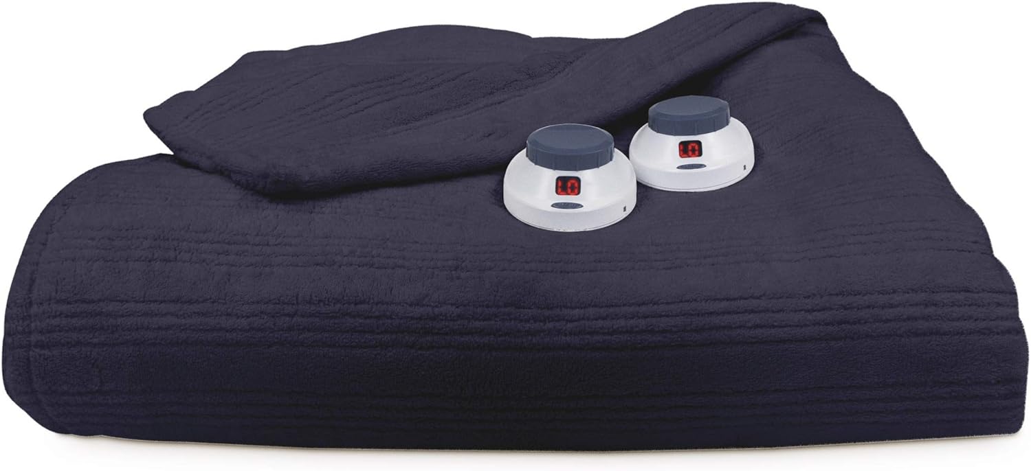 Perfect Fit Ultra Soft Plush Electric Heated Warming Blanket with Safe & Warm Low-Voltage Technology, Queen, Natural : Home & Kitchen