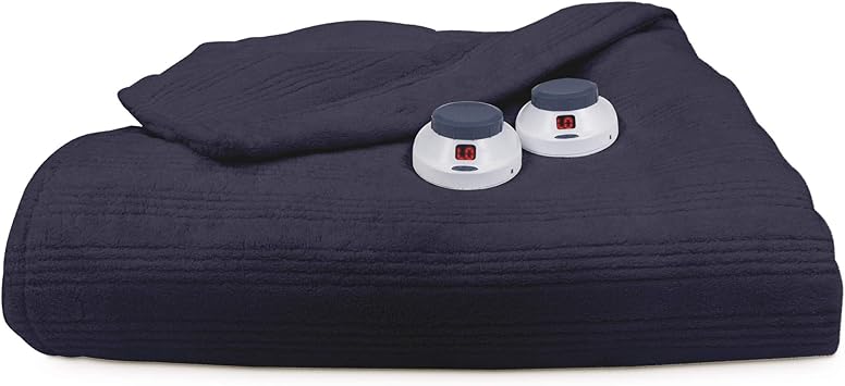 SoftHeat by Perfect Fit | Ultra Soft Plush Electric Heated Warming Blanket with Safe & Warm Low-Voltage Technology (Full, Nightshadow Blue)