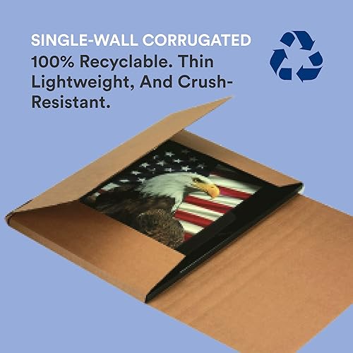 Vista 5 de BOX USA Cajas de envío planas de 18 pulgadas de largo x 12 pulgadas de ancho x 2 pulgadas de alto, paquete de 50 cajas de cartón corrugado