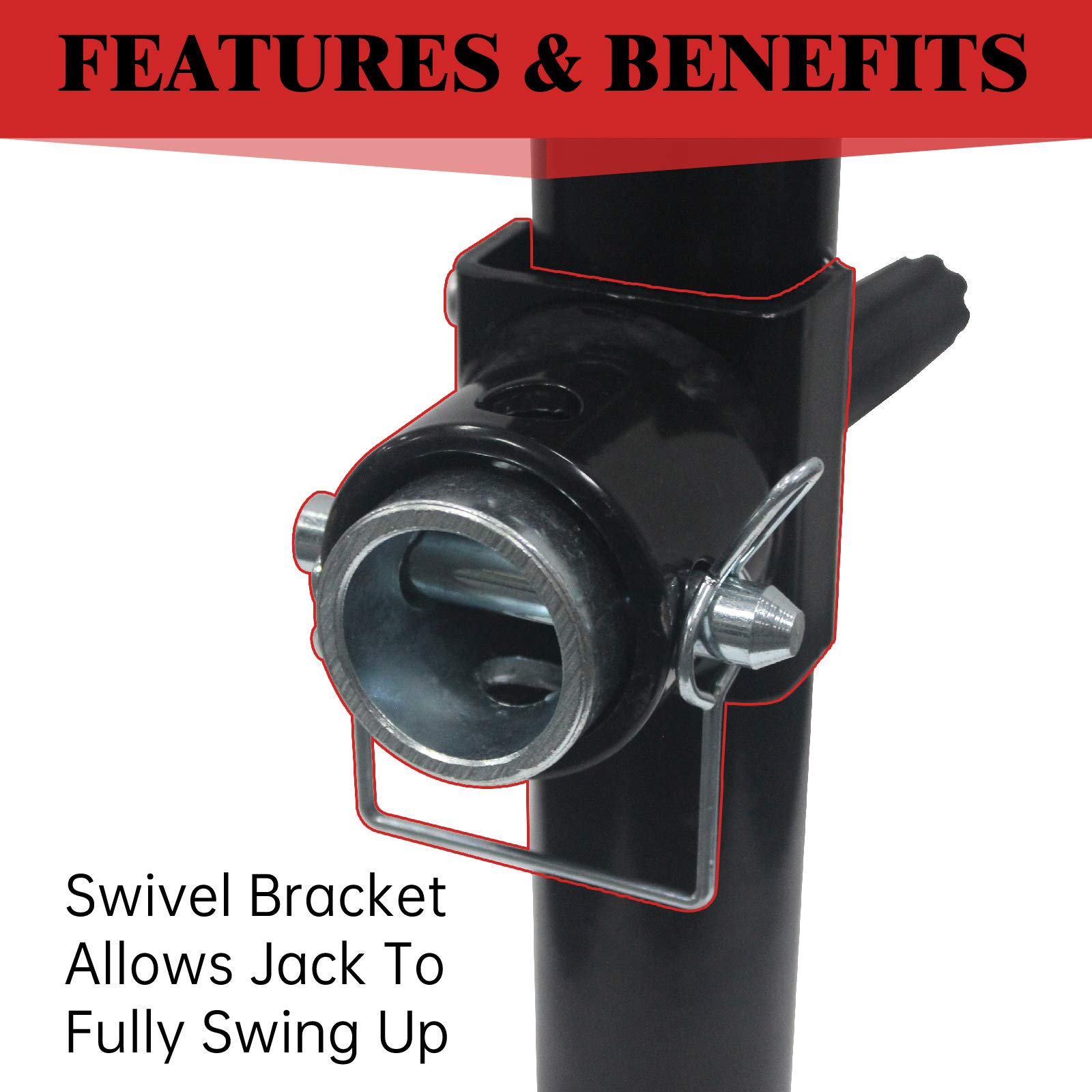 TYT Brands Side Wind WeldOn PipeMount Swivel Trailer Jack 5000 lbs, 10 Inches Vertical Travel