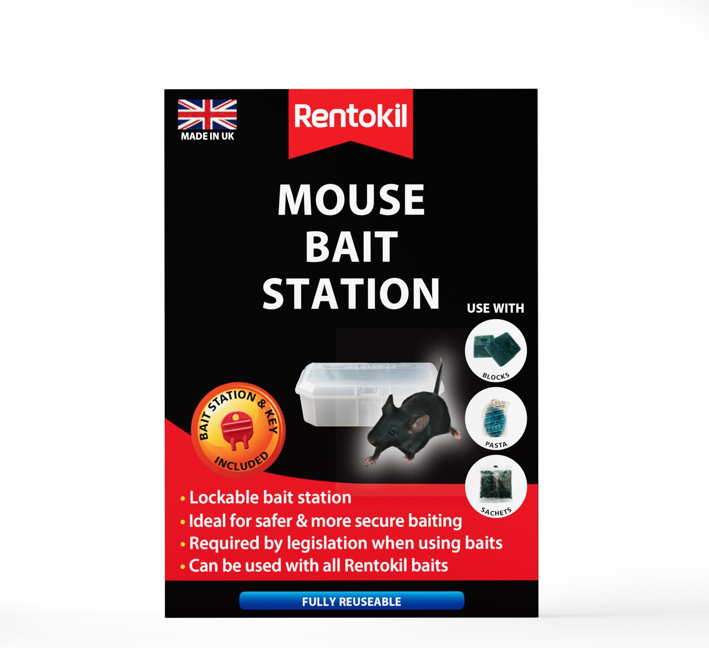 Rentokil FBSM01 Mouse Bait Station, Black, 14.6x10.5x4.8 cm
