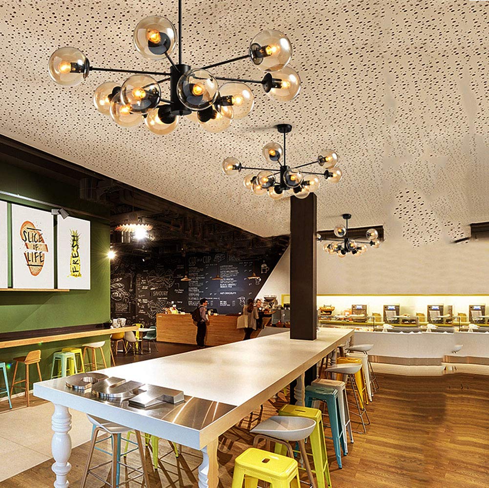 Lampadario Sputnik 12 Luci Con Paralumi In Vetro - Design Moderno In Oro E Bianco, Per Sala Da Pranzo O Cucina