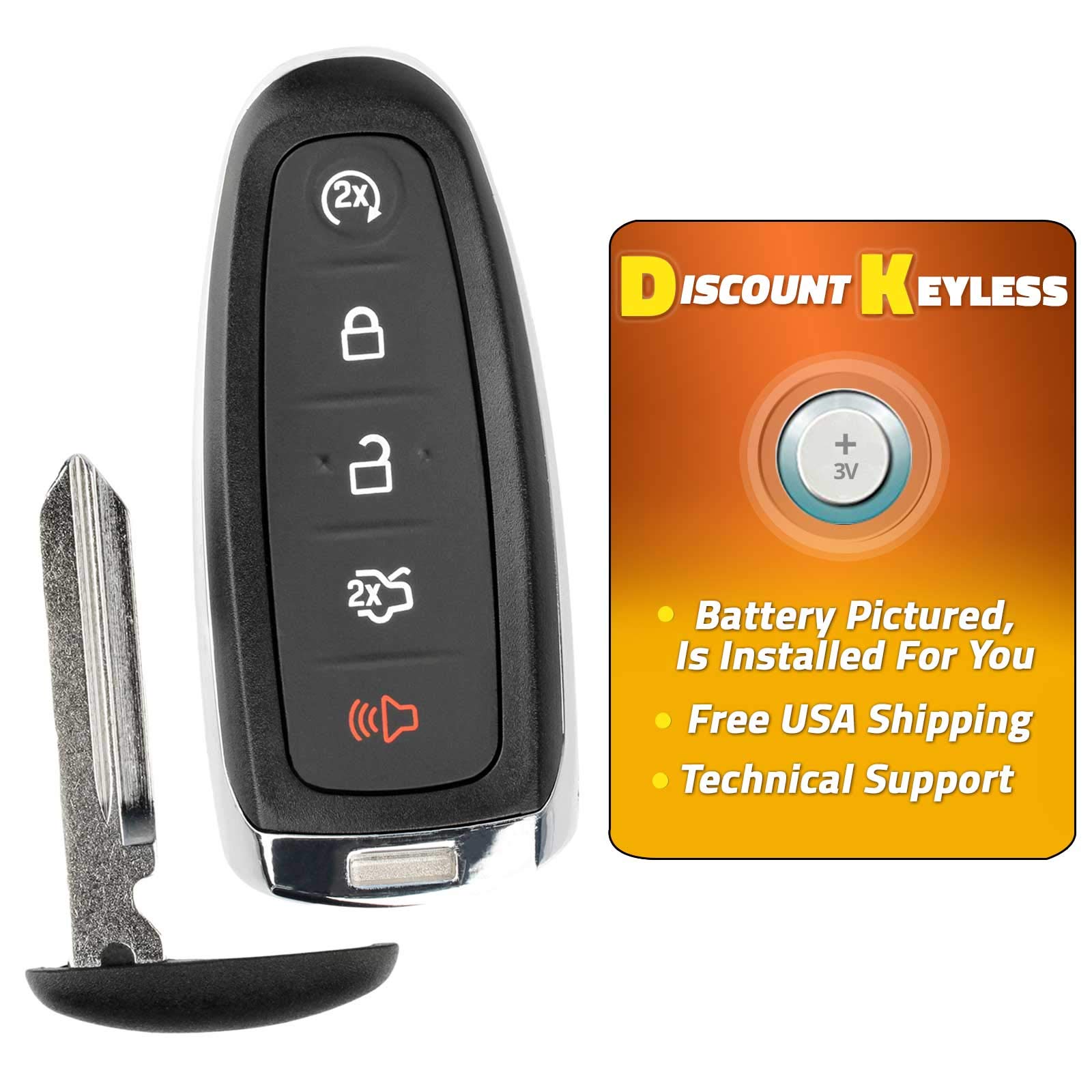 For 11-17 Ford Lincoln Keyless Entry Smart Key Remote Fob W/Uncut Blade 5btn M3N5WY8609 164-R8092