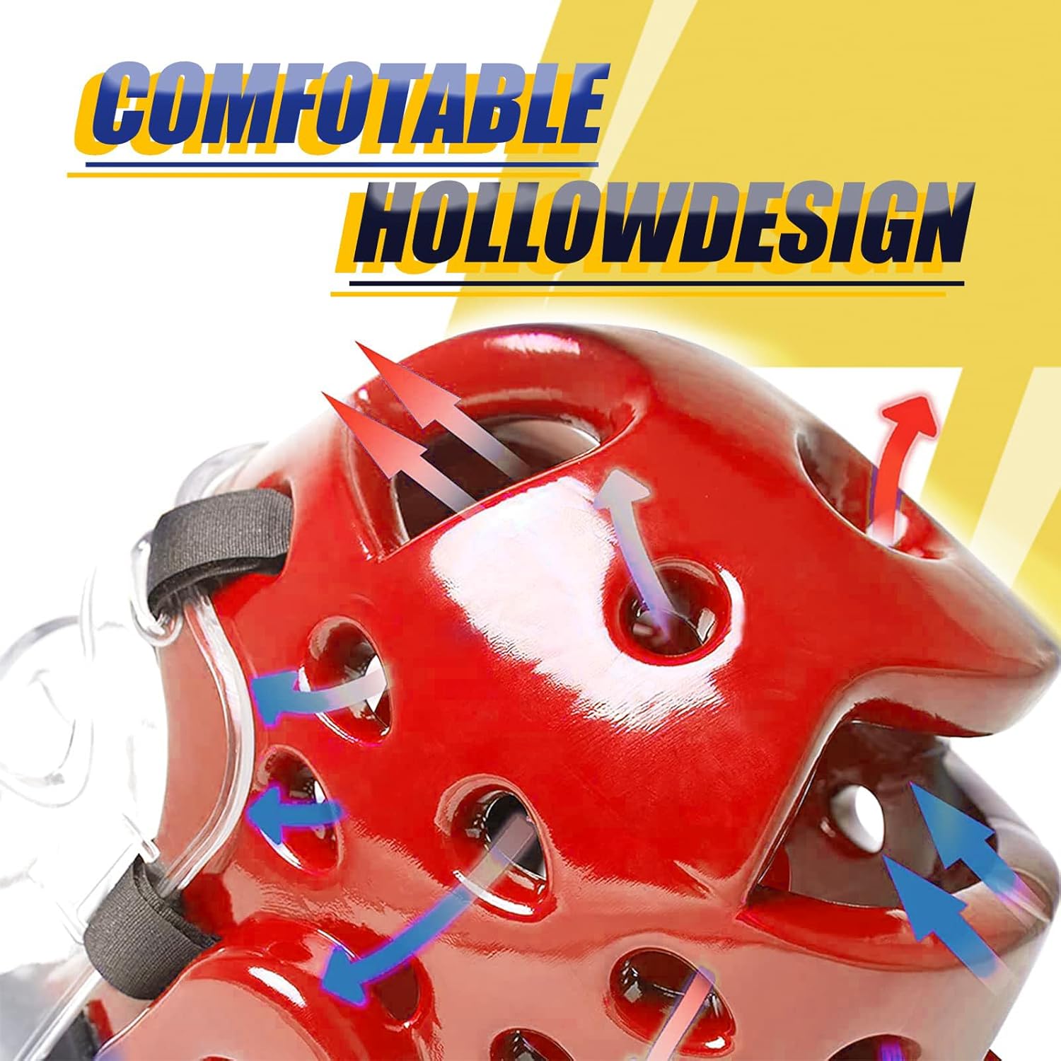 Kids Adults Karate Headgear, with Removable PC Face Shield Eva High-Density Foam Taekwondo Helmet Multiple Vents for Sparring Grappling Muay Thai Kickboxing MMA Karate Taekwondo Training