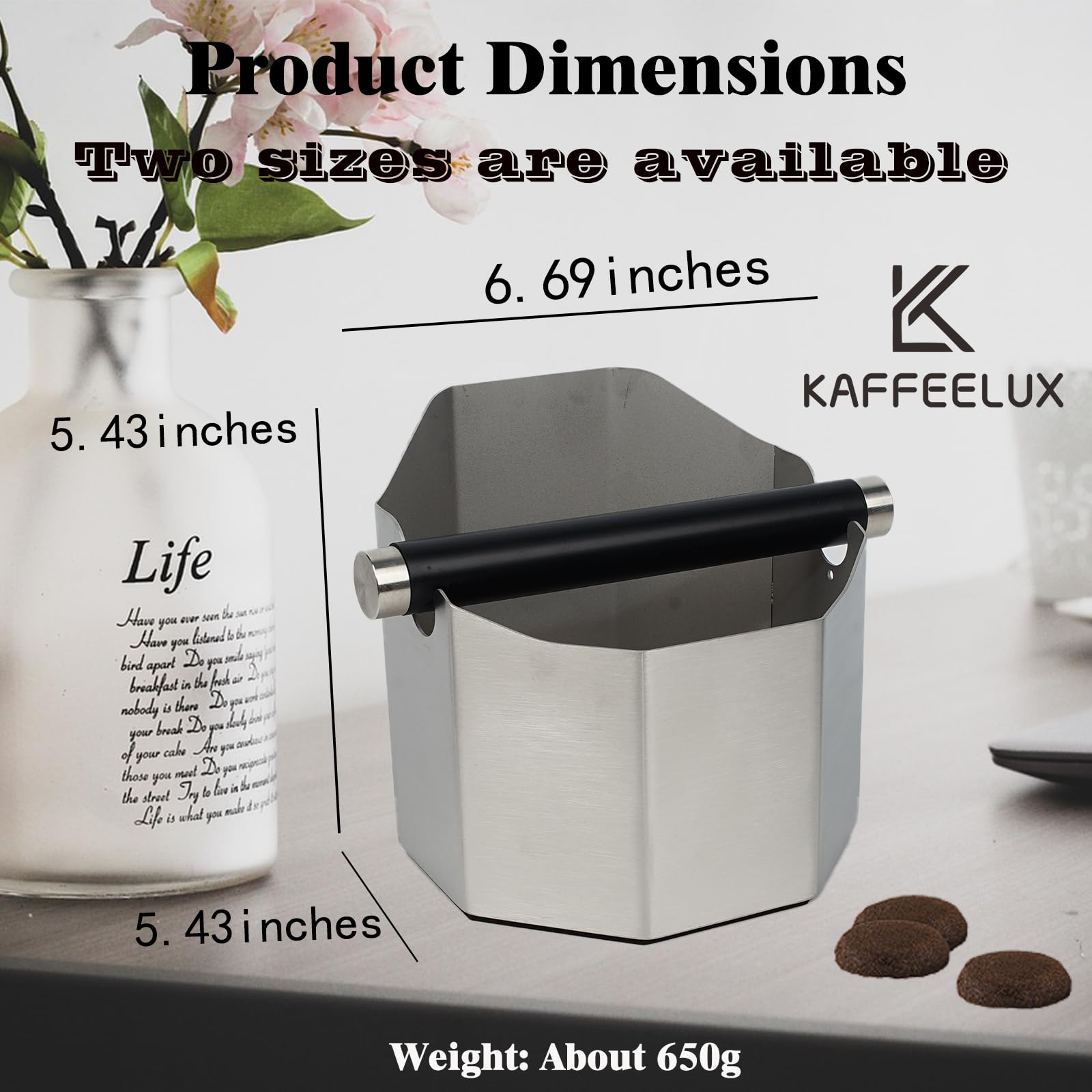 Espresso Knock Box, 6.69Inch Shock Absorbing Non Slip Coffee Ground Knock Box With Removable Knock Bar, Espresso Dump Bin for Home/Office, Espresso Machine Accessories, Gifts for Coffee Lovers