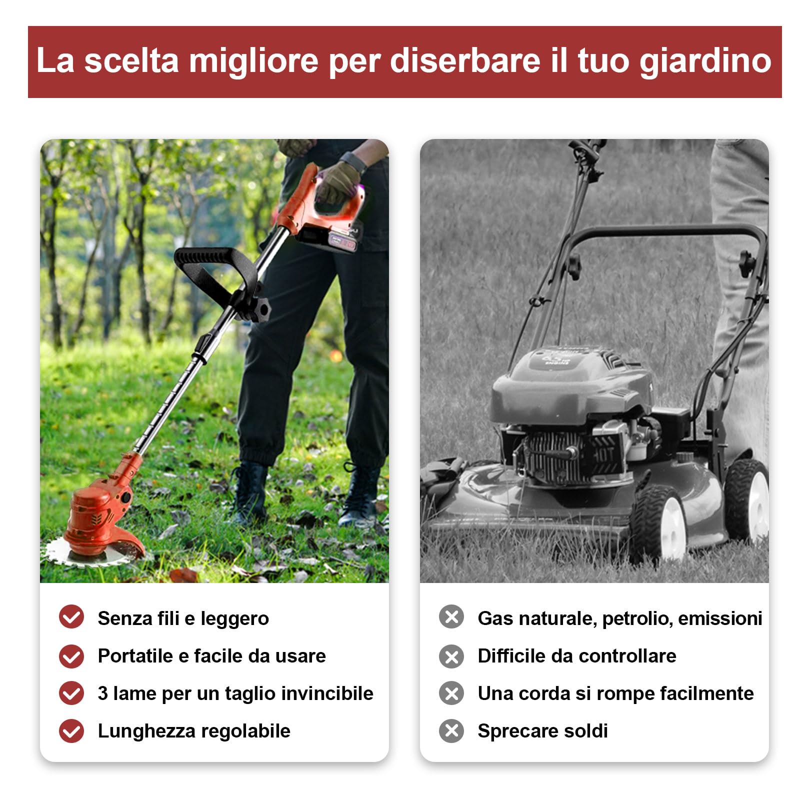 Decespugliatore A Batteria 21V 3-in-1 - Con 2 Batterie 2Ah, Lama Metallo E Asta Telescopica, Verde - Foto 13