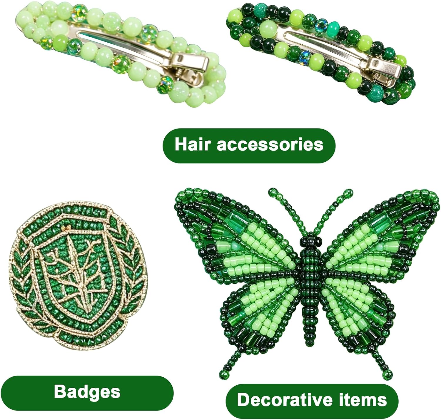 Wulitaotao 15 Color Glass Seed and Tube Bugle Beads Kit, Seed Bead Kit, for Jewelry Making Necklace Bracelet Craft,DIY Kit,Mixed Size (Mix 15 Color, Green)