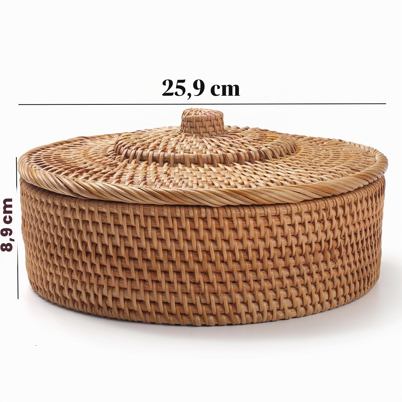 Cestino in rattan con coperchio, cestino portaoggetti in vimini per organizzare, scatola intrecciata, cestino portaoggetti in rattan per Shlef o tavolo, naturale