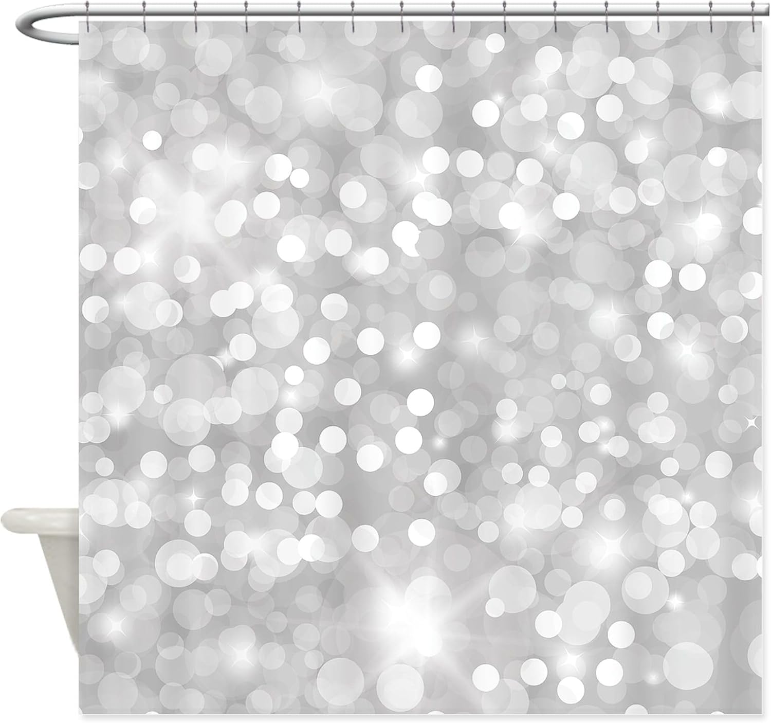 CafePress Silver Glitter Decorative Fabric Shower Curtain