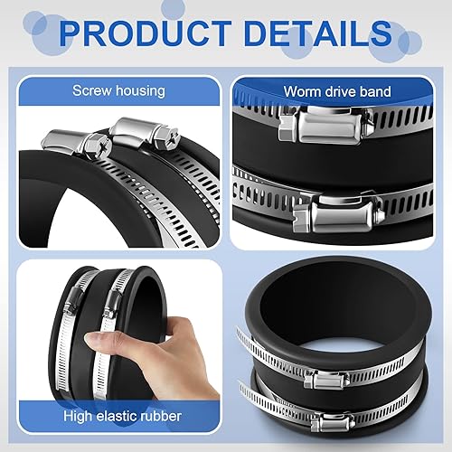 Miniatura 4 de Minatee 6 puños flexibles para control de polvo con abrazaderas de manguera ajustables, puertos de conector de manguera con abrazaderas de acero